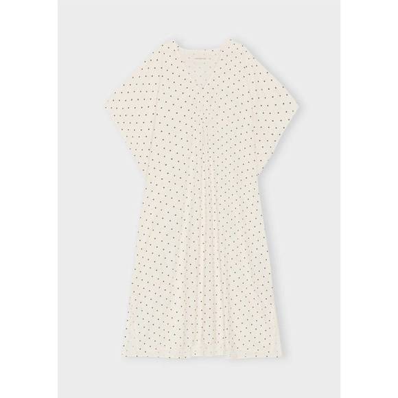 NEW MOSHI MOSHI MIND black dotted kaftan in white - Picture 1 of 6